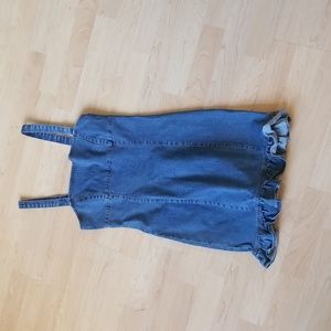 Forever 21 Denim Mini Skirt Ruffled Trim Adjustable Straps Size Zipper
